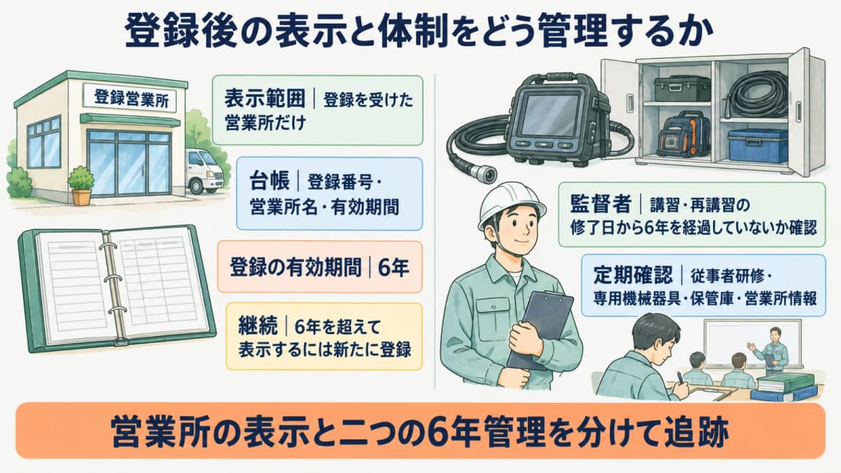 登録表示と内視鏡カメラの台帳を専用保管庫で確認する図