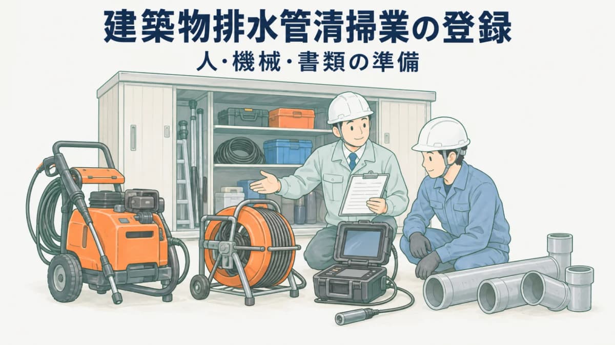 建築物排水管清掃業の登録|人・機械・書類の準備【2026年版】