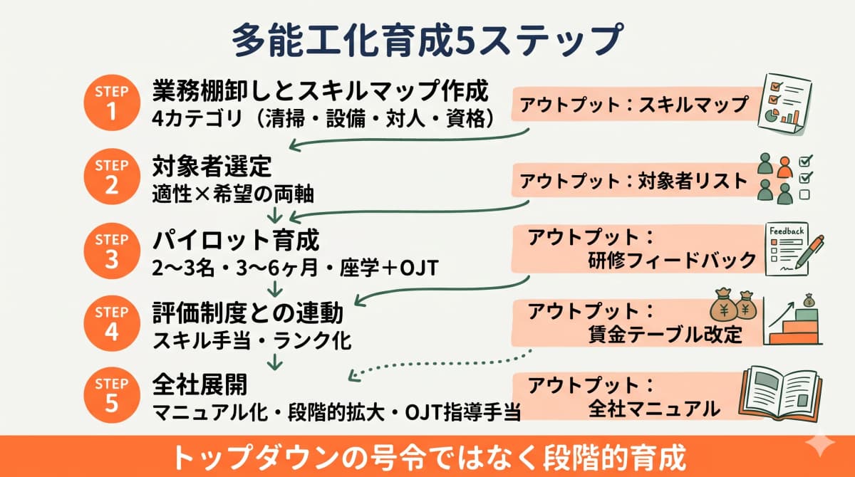 多能工化育成の5ステップとアウトプット