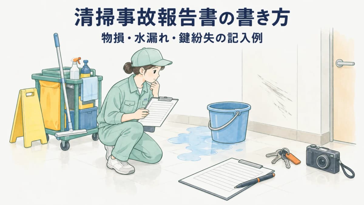 清掃事故報告書の書き方|物損・水漏れ・鍵紛失の記入例【2026年版】