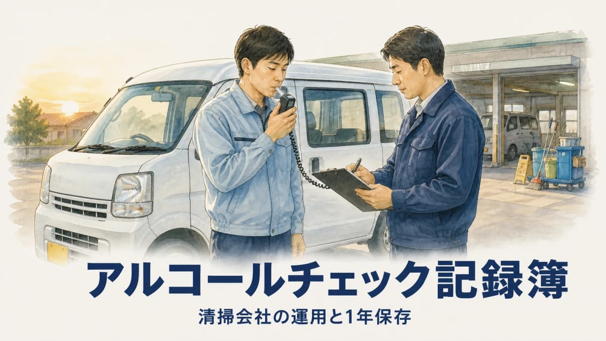 アルコールチェック記録簿|清掃会社の運用と1年保存【2026年版】