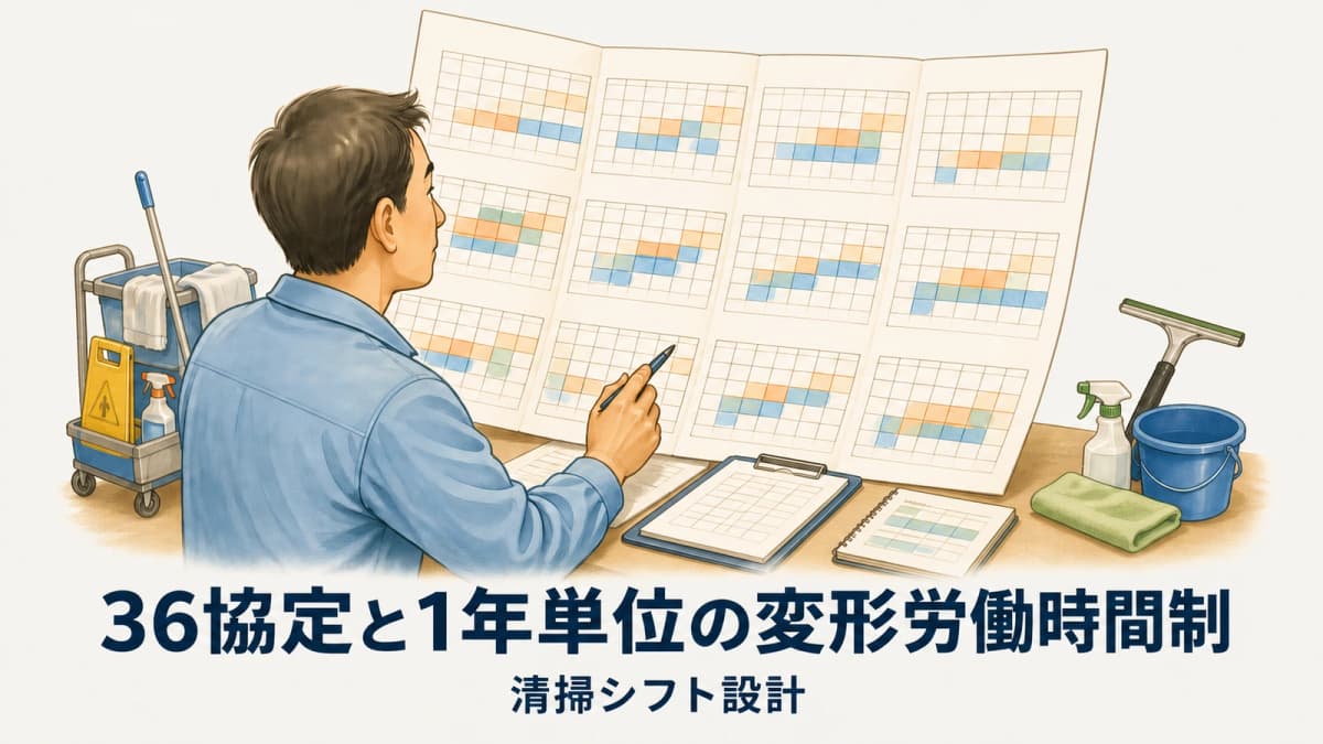 36協定と1年単位の変形労働時間制|清掃シフト設計【2026年版】