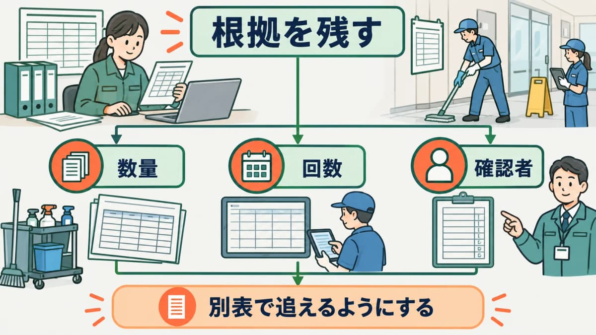 数量と回数の根拠を別表に残す流れ