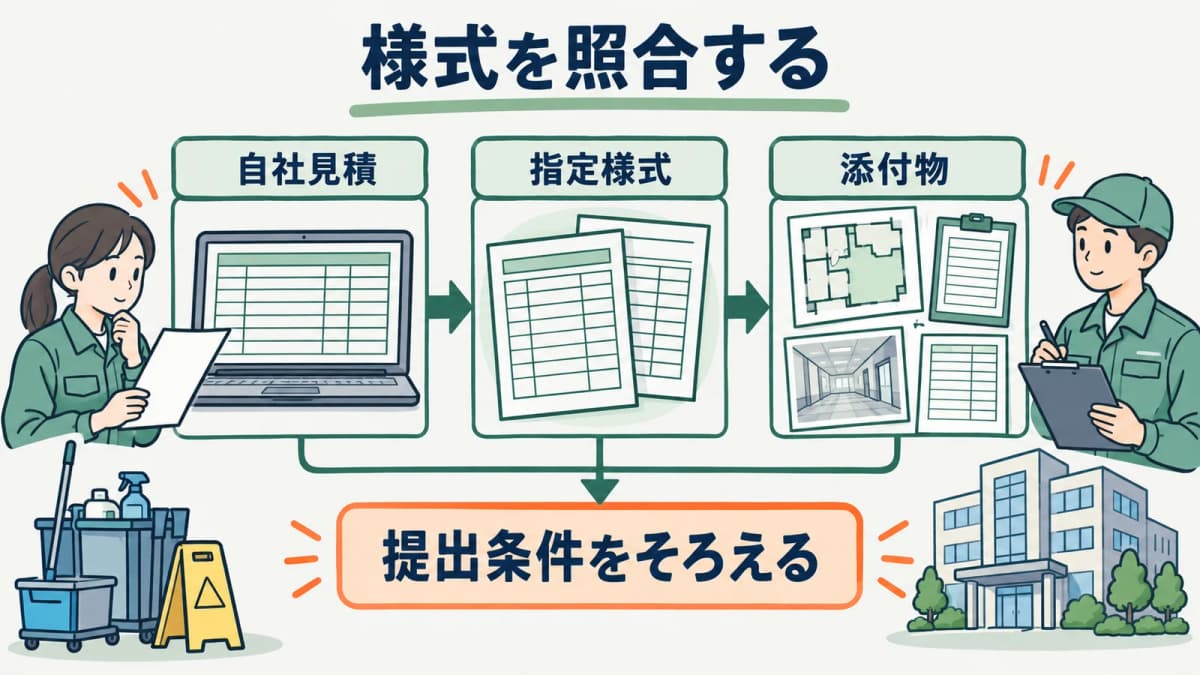 指定様式と自社見積を照合する確認表