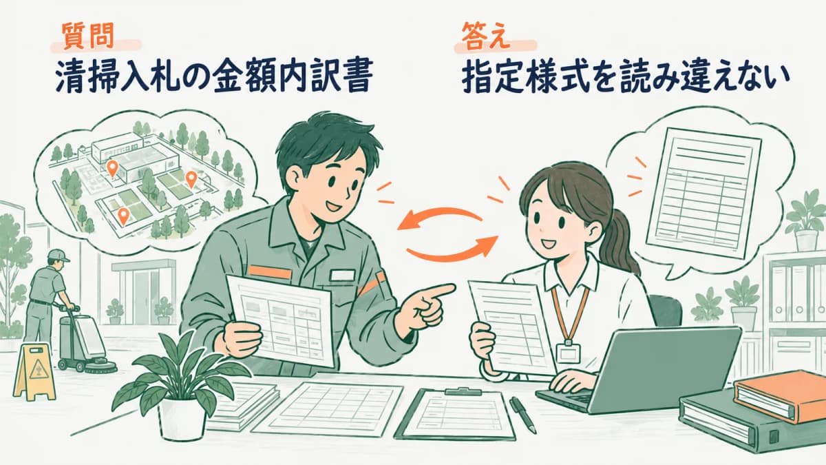 清掃入札の金額内訳書|指定様式を読み違えない作成・確認手順
