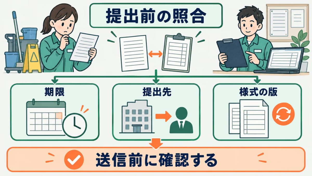 質問書の期限と提出方法を照合する表