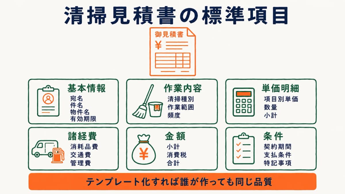 清掃見積書の構成要素を示す図