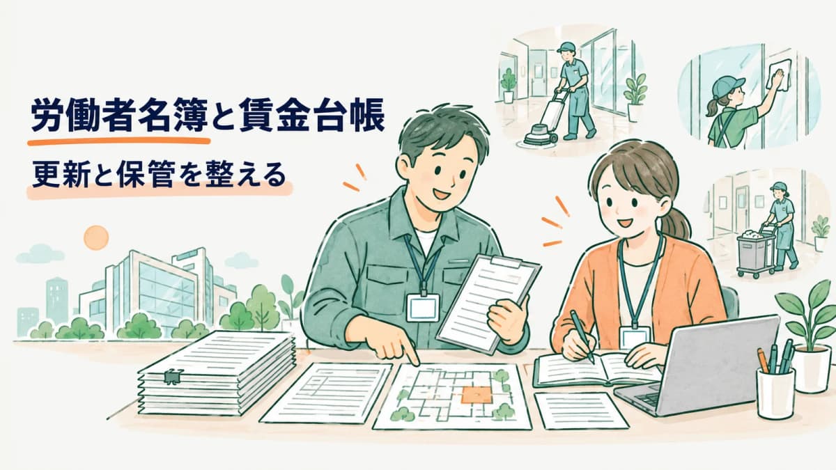 清掃業の労働者名簿・賃金台帳|複数現場で迷わない記載項目と管理手順