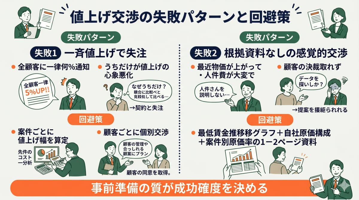 値上げ交渉の失敗パターンと回避ポイント