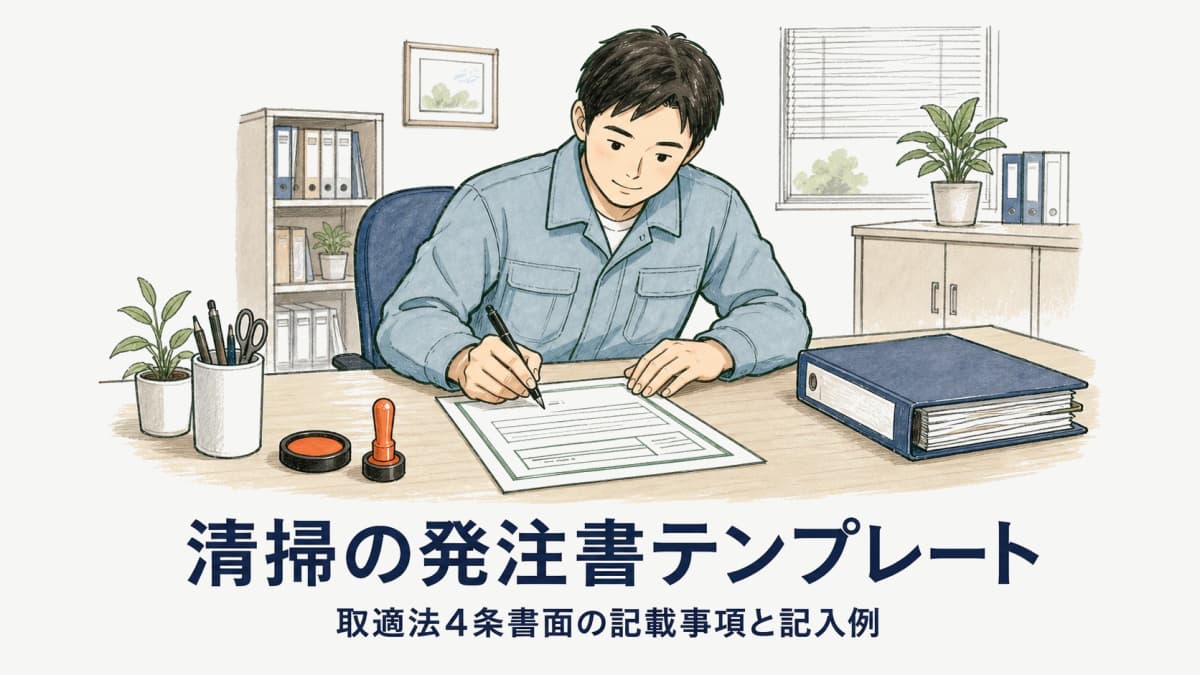 清掃の発注書テンプレート|取適法(旧下請法)4条書面の記載事項と記入例【2026年版】