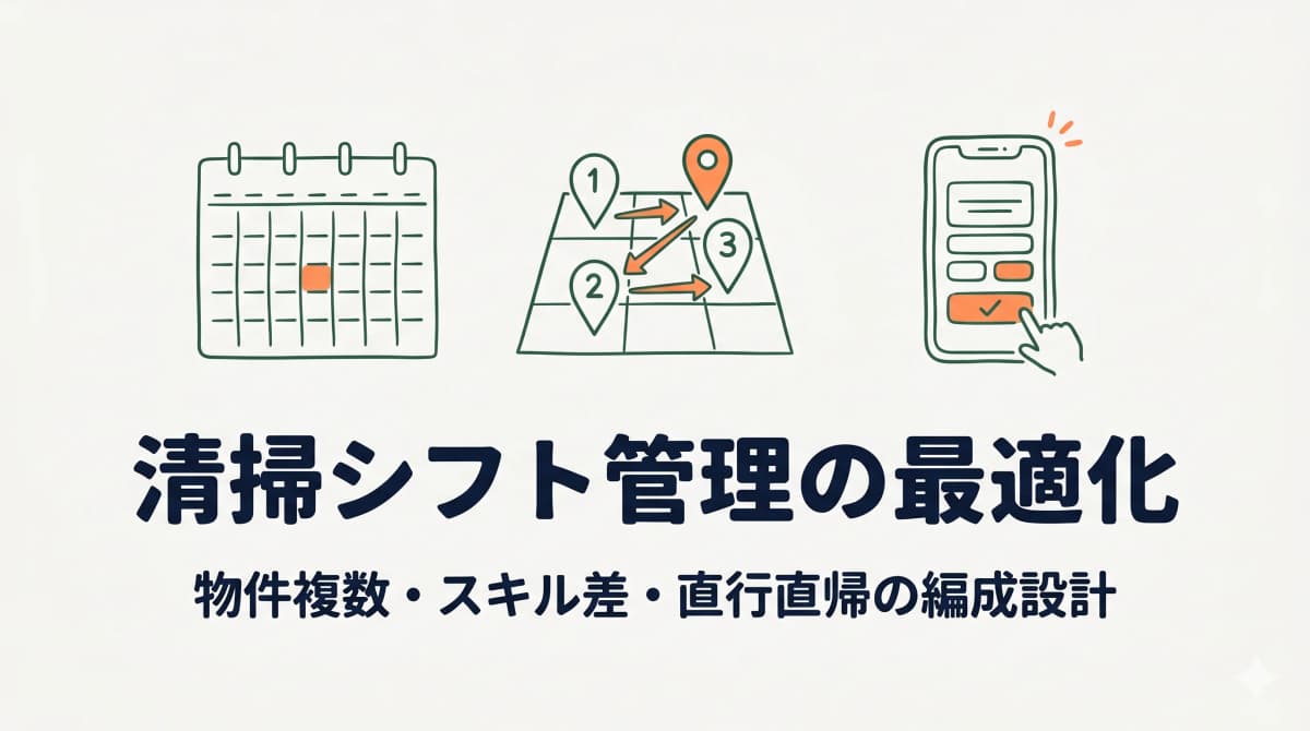 清掃シフト管理の最適化|物件複数・スキル差・直行直帰の編成設計【中小向け】
