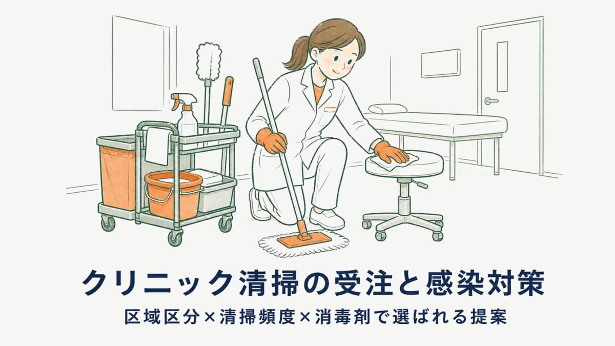クリニック清掃の受注と感染対策|清潔区域区分別の頻度と消毒基準【2026年版】