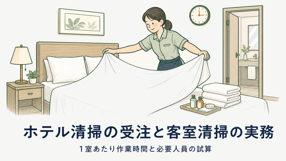 ホテル清掃の受注と客室清掃の実務|1室あたり作業時間と必要人員の試算【2026年版】