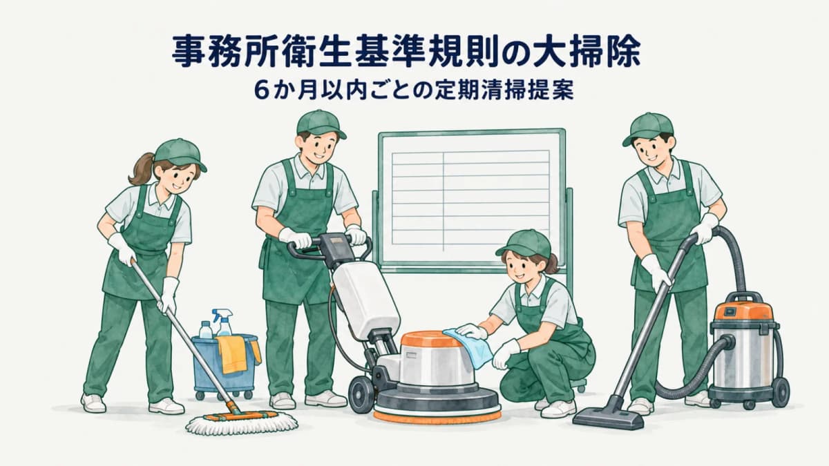 事務所衛生基準規則の大掃除は6か月以内ごと|清掃会社の定期清掃提案【2026年版】