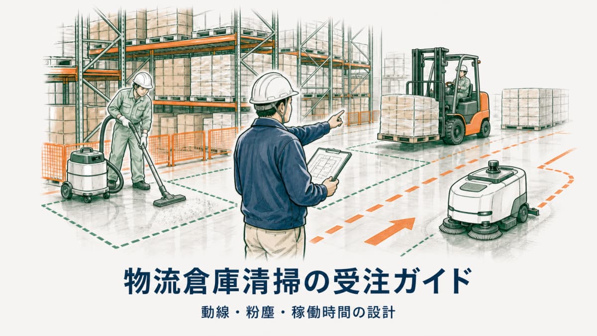 物流倉庫清掃の受注ガイド|動線・粉塵・稼働時間の設計【2026年版】